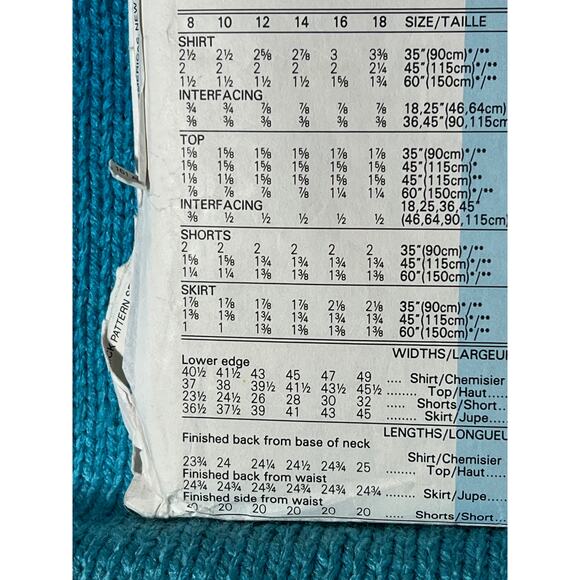 Butterick Sewing pattern 6554 top skirt shorts shacket size 8 - Picture 5 of 6